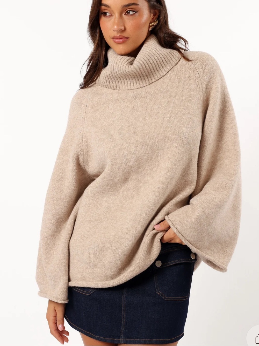 Petal & Pup Cowl-Neck Sleeve Sweater